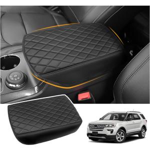 Center Console Cover Pad for Ford 2011-2019 Explorer Accessories Leather Material Waterproof Scratch & Wear Resistant Interior Armrest Cover