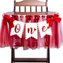 Valentine's Day First Birthday High Chair Banner - Sweetheart One High Chair Banner, Happy Valentine's Day Theme 1st Birthday Party Decorations, Sweet One Anniversary Background Decorations Garland (Red)