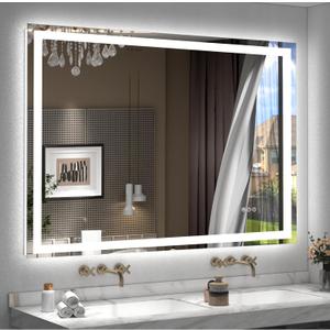 ODDSAN 48x40 LED Mirror for Bathroom, Lighted Vanity Mirror for Wall, Dimmable, Anti-Fog, Shatter-Proof, ETL Listed (Front Lit + Backlit)