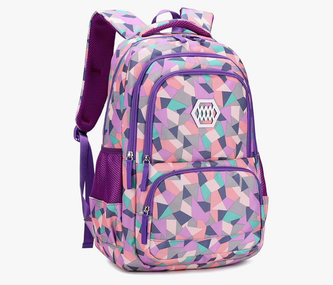 Bansusu Geometric Print Kids Backpack for Girls Boys School Bag Bookbags