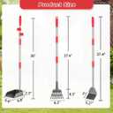 Pooper Scooper, Long Handle Dog Pooper Scooper, Heavy Duty Stainless Steel Rake with Tray & Spade Set for Pet Waste Removal, for Grass, Dirt or Gravel (Red)