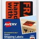 Avery Preprinted Shipping Labels 2 Pack, "Fragile Handle with Care" Label Stickers, 3" x 5", Non-Printable, 40 Rectangle Labels Total (5283)