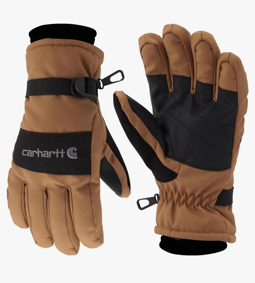 Carhartt Men's Waterproof Insulated Knit Cuff Glove, Brown Black, M