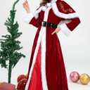 nezababycos Mrs Claus Costume Women Santa Claus Dress Christmas Suit with Red Hooded Cape Hat Outfits for Party Cosplay (Red, L)