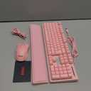 RedThunder K10 Wired Gaming Keyboard and Mouse and Wrist Rest Combo, RGB Backlit, Mechanical Feel Anti-ghosting Keyboard + 7D 7200 DPI Mice+Soft Leather Wrist Rest 3 in 1 PC Gamer Accessories (Pink)