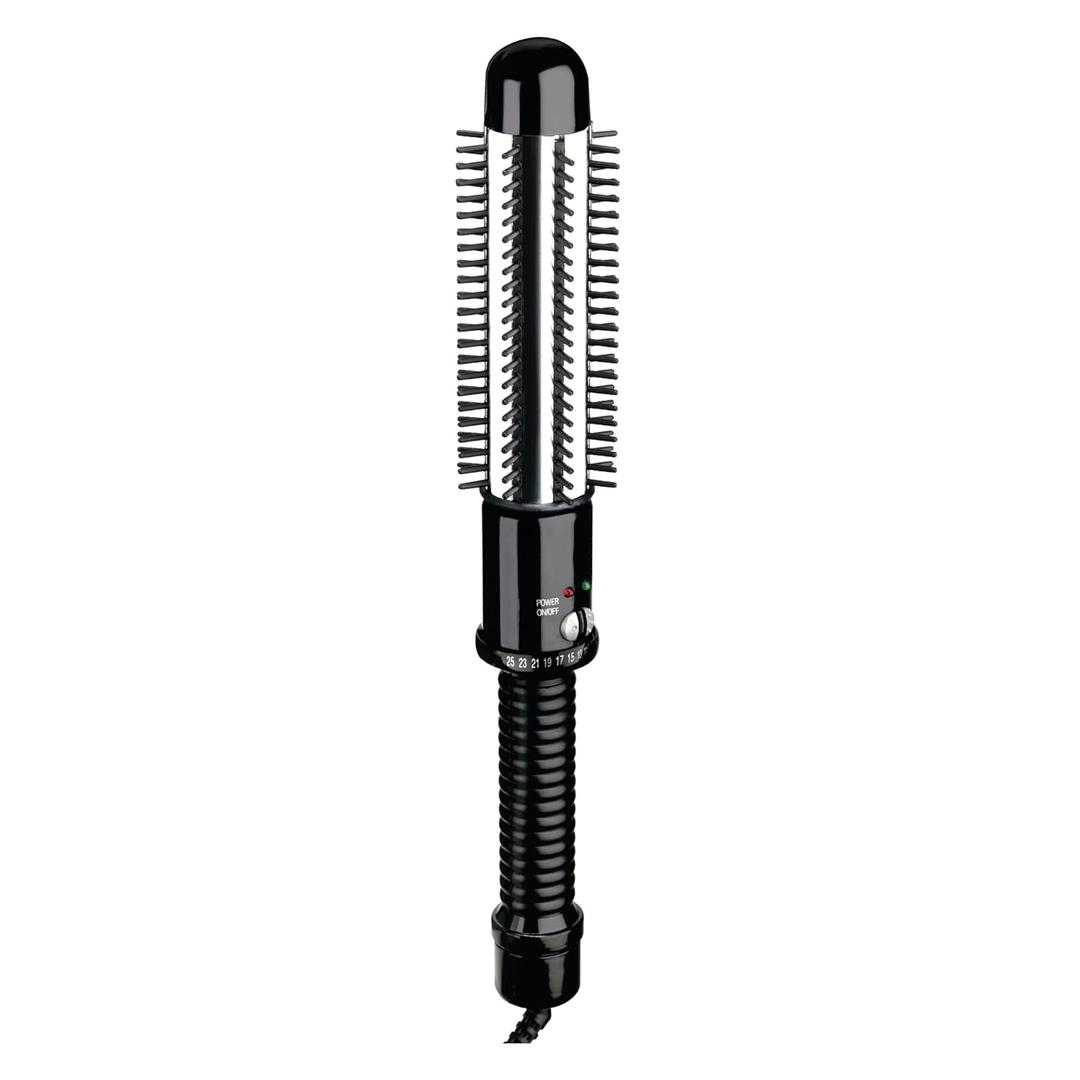 Conair Instant Heat Curling Iron Brush, 1 1/4-Inch Barrel Curling Brush for Short Hair, 30-Second Heat-Up with 25 Heat Settings for All Hair Types, Black