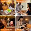 Hand-Carved Acacia Wooden Tea Box Organizer Storage Box, 8 Compartments Multi-Use Tea Bag Holder, Large Capacity for 80+ Tea Bag Storage, with Exquisite Patterns Tea Organizers and Storage