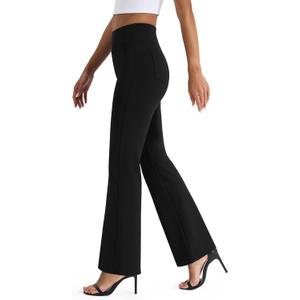 AFITNE Women's Yoga Dress Pants High Waist Pull On Work Pants Stretchy Office Casual Slacks (XX-Large, Black)