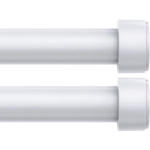 2 Pack Curtain Rods for Windows 32-96 Inch, 1 Inch Adjustable White Curtain Rod Set with Brackets, Easy Install