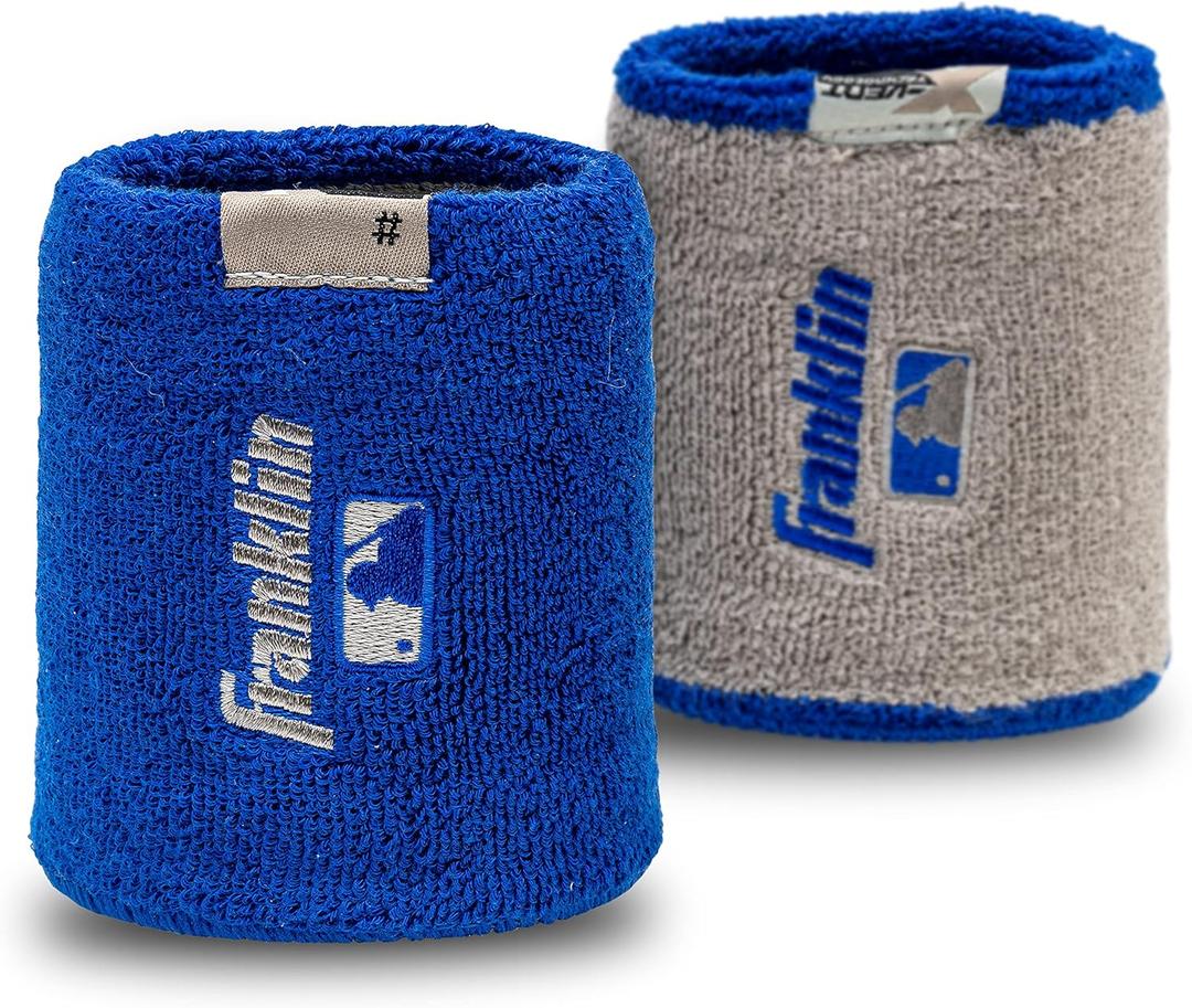 Franklin Sports MLB Wristbands - Xvent - Baseball + Softball - 4 inches - Breathable + Durable (Royal & Gray)