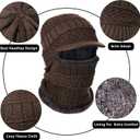 Syhood Knitted Balaclava Beanie Hat Winter Neck Warmer Ski Face Cover Neck Gaiter (Navy Blue, Brown)
