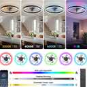 20'' RGB Ceiling Fans with Lights and Remote, LED & Easy Install | Vertical wind direction design, 6 speeds, dimmable, smart flush mount ceiling fan, for bedroom, living room