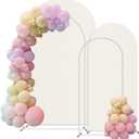 Wedding Arch Backdrop Stand and Cover Set(7.3FT,6FT)Set of 2, Metal Balloon Arch Stand Frame for Wedding Birthday, Party, Baby Shower, Graduation Ceremony, Beige