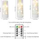 kakoya Flameless LED Candles with Timer 9 Pc Flickering Flameless Candles for Romantic Ambiance and Home Decoration Stable Acrylic Shell,with Embedded Star StringBattery Operated CandlesWhite