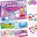URMYWO Fun Foil Art Craft Supplies Kits, Princess Arts and Crafts for Kids Ages 4-8, No Mess DIY Creative Activity Sticker & Coloring Books, Travel Toys, Gifts for 4 5 6 7 8 9 10 Year Old Girls Boys