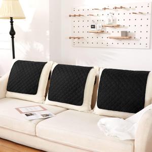Moukeren 3 Pieces Recliner Headrest Protector Headrest Cover for Recliner Chair Sofa Covers Couch Chair Head Protector for Sofa Furniture Protectors(Black)