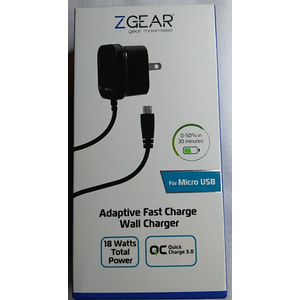 Zgear (18w) Adaptive Fast Charge Usb-c Wall Charger - Black