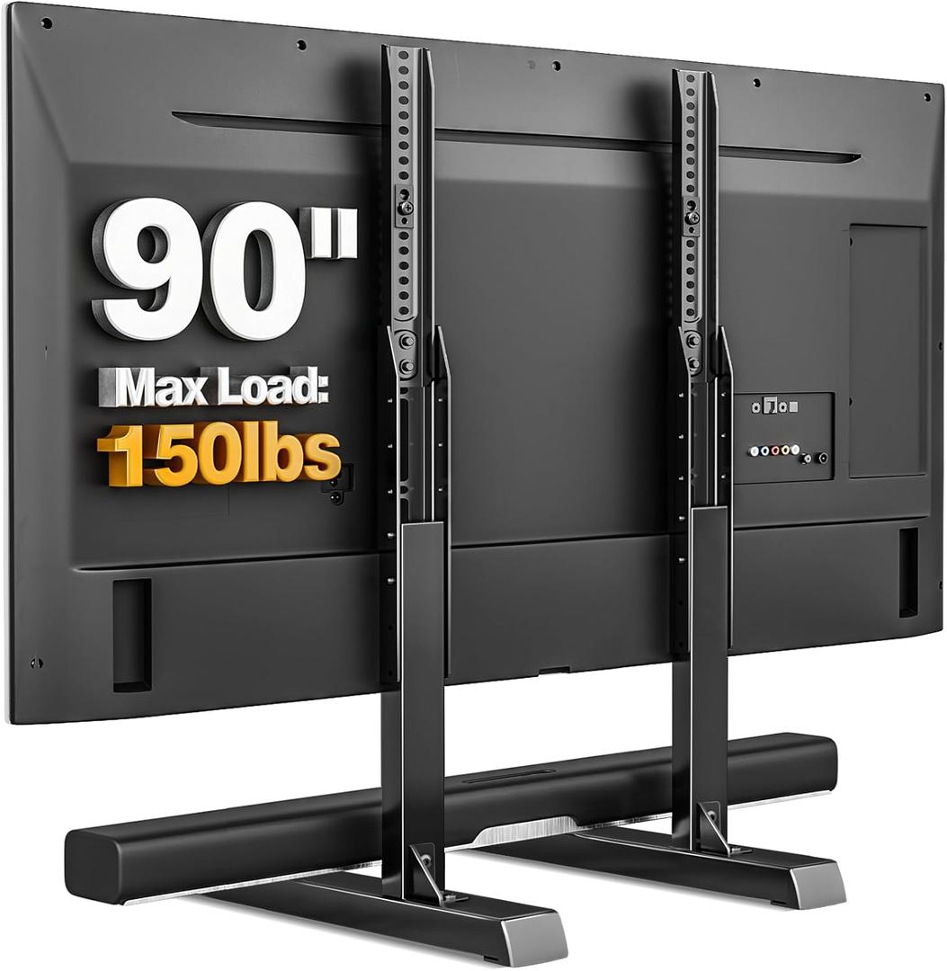 Universal TV Legs, Table Top TV Stand Base with Height Adjustable for Most 37 to 90 Inch TVs, Holds up to 150lbs with Cable Management, Max VESA 800x600mm, Black (Black)