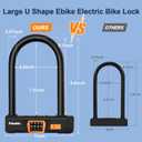 Bike Locks Heavy Duty Anti Theft, Combo Bike U Lock, 4-Digit Resettable Combination E-Bike Large U Shaped Lock with 5Ft Steel Cable for Electric Bike, Bicycle, Escooter, Motorcycle,Door