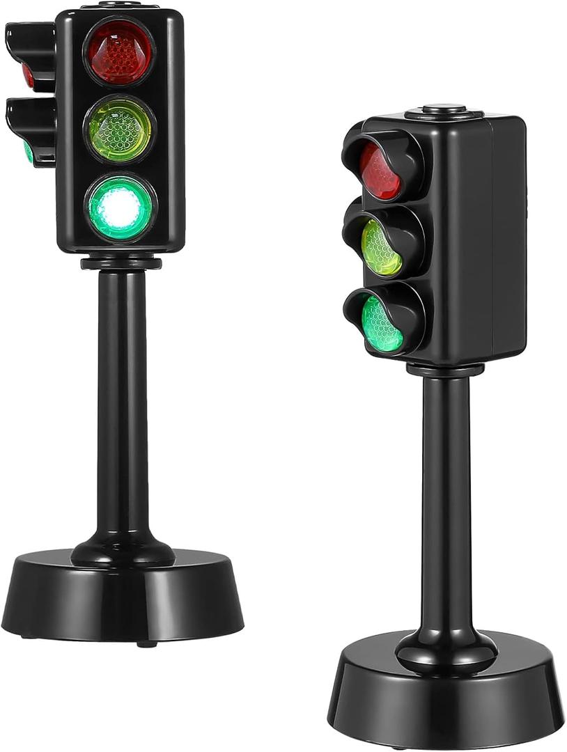 jarbins Traffic Light Toy for Kids, 2Pcs Mini Traffic Light Traffic Signal Light Lamp Stop Light Model Red Light Green Light Game Early Education Playset Toddler Party Favor, Small