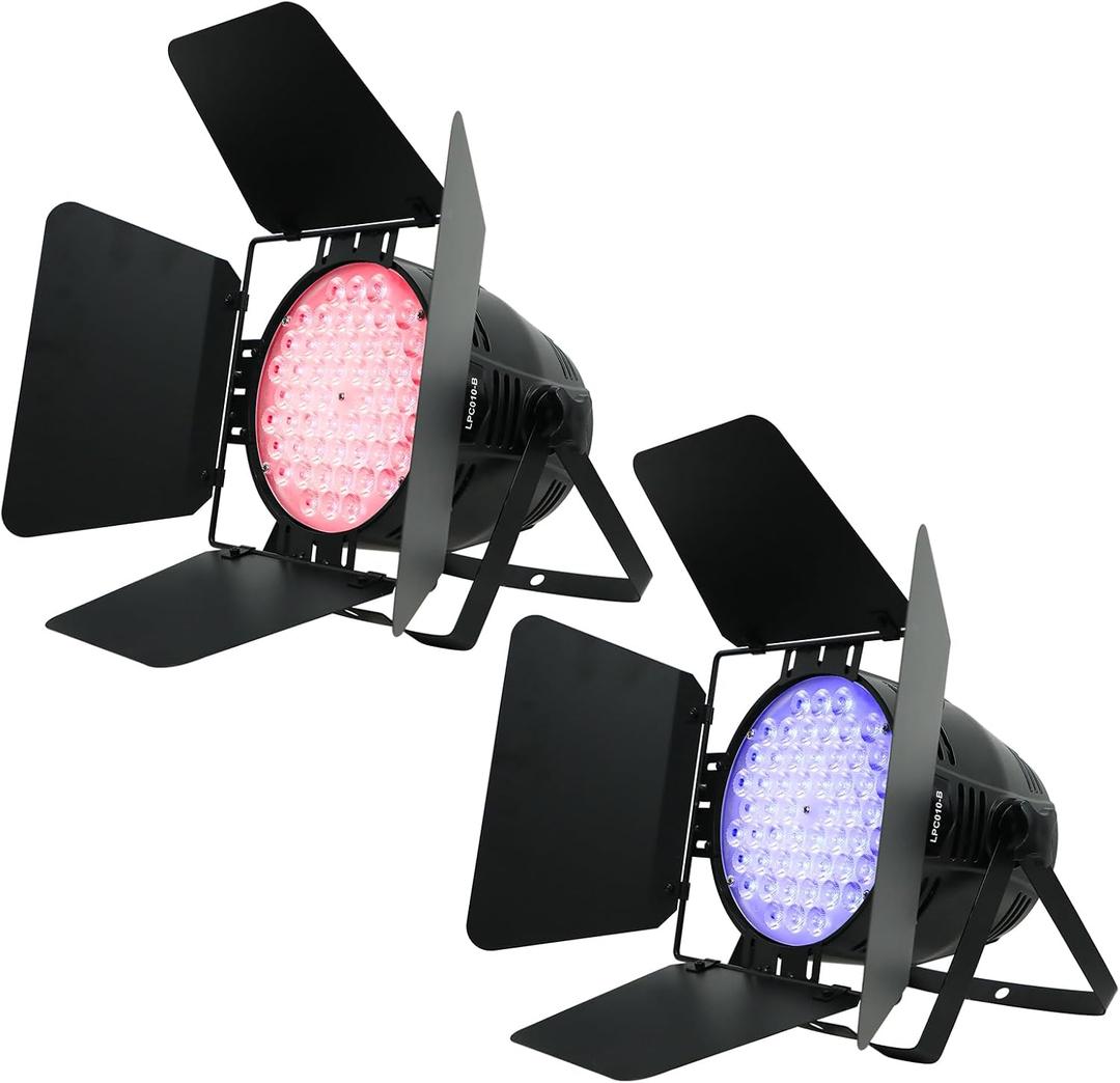 Betopper 54x4W High CRI Par Light with Barn Doors, CRI/RA>90 RGBW 4 in 1 Ultra-Bright LED Stage Lighting, Up to 5600 Lm, Party Disco DJ Light for Photography, Club, Wedding, Show, 2 Packs