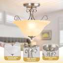 12" Semi Flush Mount Ceiling Light, Brushed Nickel Ceiling Light Fixture, 12" D x 10" H