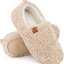 EverFoams Womens Soft Curly Full Slippers Memory Foam Lightweight House Shoes Cozy Loafer with Polar Fleece Lining (8.5, Khaki)