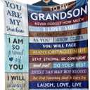 Grandson Gifts from Grandma And Grandpa, Gifts for Grandson, Grandson Gifts from Grandparents, Best Grandson Blanket, to My Grandson Christmas Birthday Gift Blanket 60" x 50" for Teen Boys Men