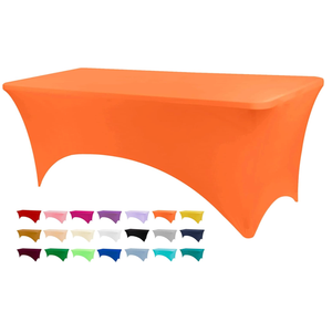 Table Covers for 6 Foot Tables, Orange Washable and Wrinkle Resistant Stretch Tablecloths Rectangle 6ft for Events, Wedding, Banquets, Parties