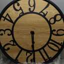 Large Wall Clock for Living Room Decor, Non Ticking Silent, Battery Operated Modern Vintage Wood Oversized Decorative Wall Clock for Bedroom Kitchen Farmhouse Office Decor (32inch, Black Metal - Arabic Numerals)