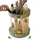 360 Rotating Makeup Organizer,2 Tier Large Capacity Make Up Organizers and Storage,Skincare Perfume Vanity Organizers,Bathroom Cosmetics Storage Organizer Countertop (Green)