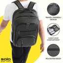 Solo New York TSA Laptop Backpack for Women & Men -Carry On Bookbag for Travel & Work, Lightweight Bag, Mesh Side Pockets, Padded Straps, Fits 17.3" Computer - Grand Travel, Grey