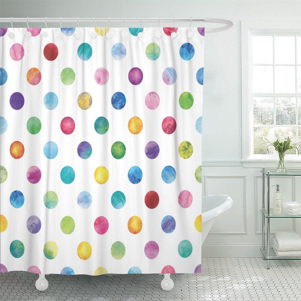Emvency Shower Curtain Geometric Pink Gray White Modern Polka Dot Pattern Retro Waterproof Polyester Fabric 60 x 72 Inches Bathroom Set with Hooks