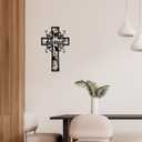 Rajukit Christian Wall Crosses for Home Decor-Premium Metal Cross Wall Decor,Elegant Spiritual Cross for Wall with Timeless Design-Blessed