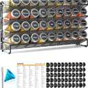 SpaceAid Spice Rack Organizer with 36 Spice Jars, 386 Spice Labels, Chalk Marker and Funnel Set for Cabinet, Countertop, Pantry, Cupboard or Door & Wall Mount - 36 Jars, 17.2" W × 10.8" H, Black