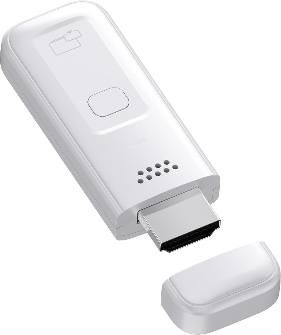 Wireless HDMI Display Dongle Adapter 2025, 1080P Plug & Play HDMI Extender Wireless Receiver for Smartphone/PC/Laptop to TV/Monitor/Projector, HD Streaming Video/Audio/File, Airplay & Miracast (White)