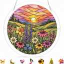 8.9 Inches Sunset Flower Garden Puzzle Suncatcher, Garden Decor, Gifts for Women