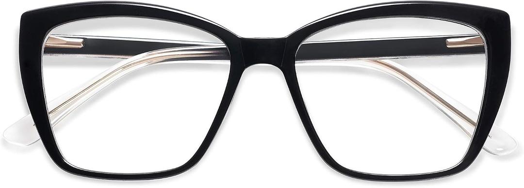 AMOMOMA Trendy TR90 Oversized Blue Light Reading Glasses Women,Stylish Square Cat Eye Glasses AM6031