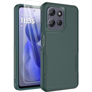 Dahkoiz for Motorola Moto G Power 5G 2025 Case with Glass Screen Protector, 15ft Military-Grade Drop Protection, Dual Layer Full Body Shockproof Phone Case, Green