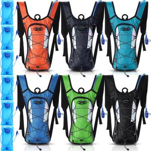 Chunful 6 Pack Running Hydration Backpack Lightweight Water Backpack Essential for Festivals Rave Hydration Pack with 2L Hiking Water Bladder for Adult Running Cycling Climbing Hiking(Bright Style)