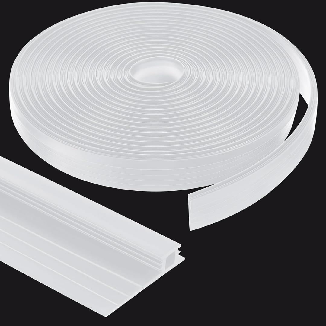 Pushglossy 28 ft Vinyl Sliding Screen Door Bug Seal Strip Adjustable Width 3/4" to 1-3/8" Bug Strip Screen Door Weather Stripping Side Insect Draft Stopper Seal for Window Patio Frame Filler(White)