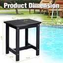 Y&M Outdoor Side Table, HIPS Adirondack Small Single Table, Waterproof Square Outside Table, Balcony Modern End Tables for Patio, Pool, Beach, Porch, Deck, Indoor or Outdoor Use, Black