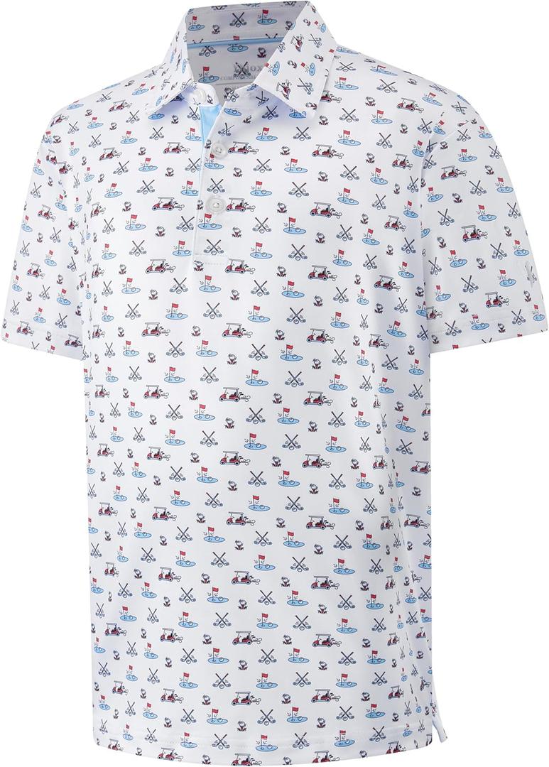 Golf Shirts for Boys Short Sleeve Moisture Wicking Dry Fit Performance Kids Youth Sport Funny Print Boy Polo Shirts (XL)