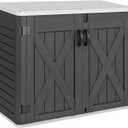 YITAHOME Outdoor Horizontal Storage Shed with X-Shaped Lockable Door, 35 Cu Ft All-Weather Resin Tool Shed w/o Shelf, Ideal for Bike, Trash Cans, Garden Tools, Lawn Mowers, Dark Gray