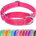 Martingale Dog Collar, Slip Martingale Collar for Dogs with No Buckle, Reflective Pet Trainning Collar for Small Medium Large Dog, Adjustable Heavy Duty Nylon No Pull Slip Collar, XS, Hot Pink (X-Small(Length:9-12'', Width:5/8''))