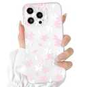 Lovmooful Compatible for iPhone 14 Pro Case Cute Clear Flower Floral Design for Girls Women Soft TPU Shockproof Protective Girly for iPhone 14 Pro-White Pink Floral