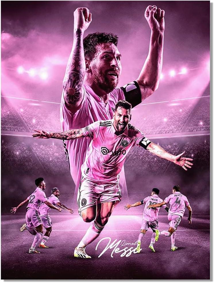 Soccer Superstar Lionel Messi Signed Poster For Kids Fans Room Bedroom Wall Decor-Sports Star Posters Canvas Art Print Picture For Teen Boy Birthday Gifts