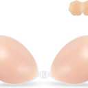 Niidor Adhesive Bra Strapless Sticky Invisible Push up Silicone Bra for Backless Dress with Nipple Covers, Size D