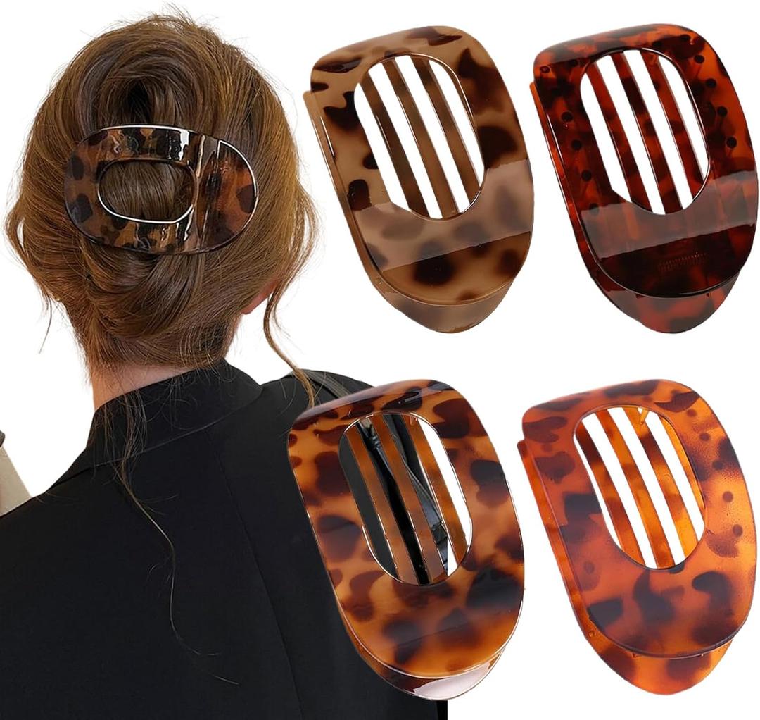 4-Pack Duckbill Hair Clips for Women,Flat Claw Design,Solid Color,Casual Elegant for Thick or Thin Hair,Suitable for All Hair Lengths