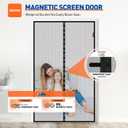 MAGZO Magnetic Screen Door Fit Door Size 72 x 80 Inch, Screen Size 74" x 81" Strong Magnet French Style Mesh, Fiberglass Heavy Duty Mesh with Hook & Loop for Sliding Entrance, Gray